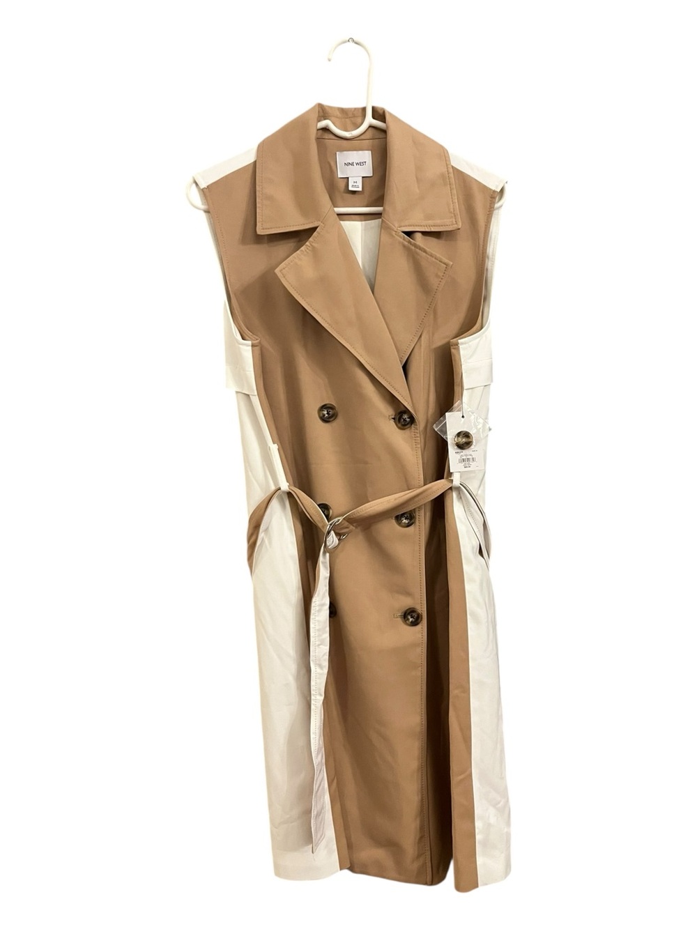 Nine West Tan Sleeveless Trench Vest